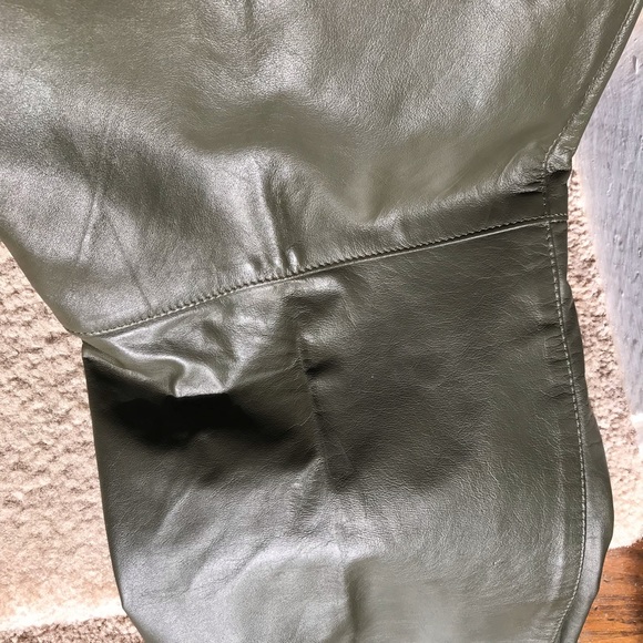 Vintage Green Genuine Leather Comint Pants - Picture 5 of 13